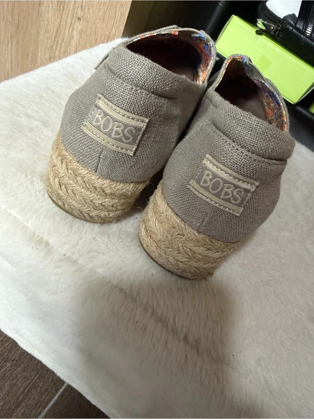 BOBS from Skechers Women's Cream Canvas‎ Espadrille Wedge Slip-On